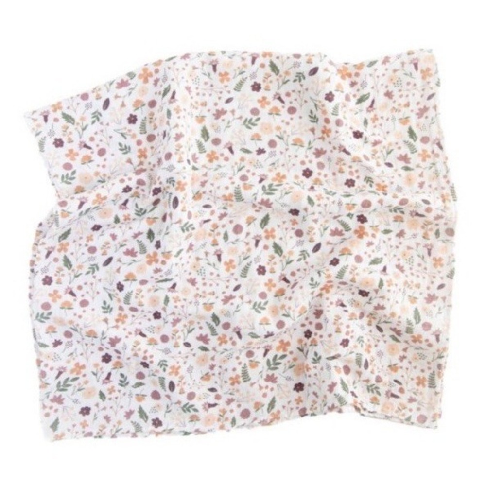 Red Rovr 2-pack Organic Cotton Muslin Swaddle‎ Blankets Mauve Meadow Botanical - Picture 3 of 5